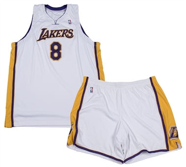 2005-06 Kobe Bryant Game Used Los Angeles Lakers Sunday Alternate Home White Full Uniform - Jersey & Shorts From 81-Point Game Season! (DC Sports)